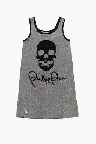 all over rhinestone mini dress with skull