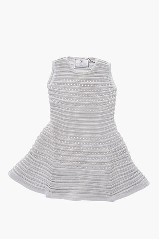 EST.1978 mini dress in lurex con gioielli senza manica