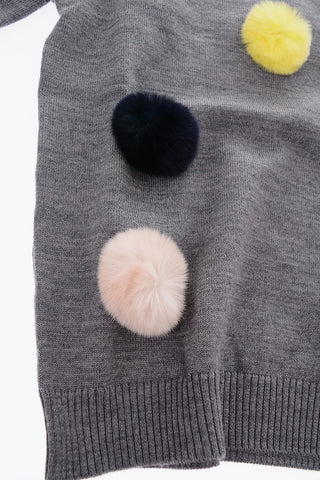  EST.1978 wool crew-neck sweater with real fur pompom