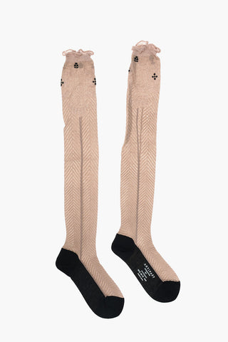 calzini lunghi in twill bicolore