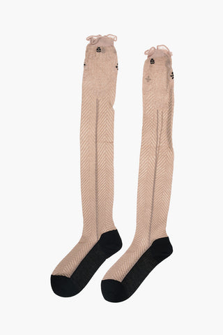 calzini lunghi in twill bicolore