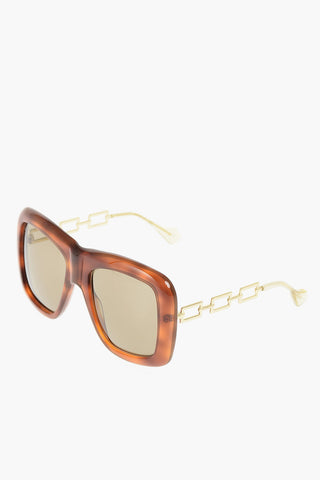 occhiali da sole oversized con montatura tartarugata