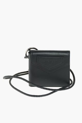 neck-strap leather wallet