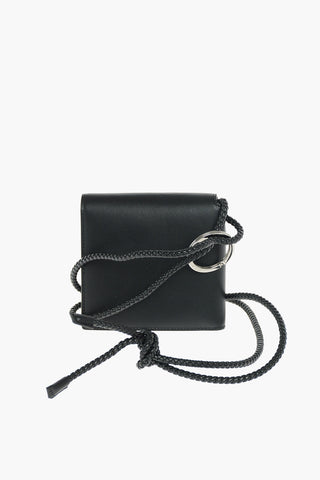 neck-strap leather wallet