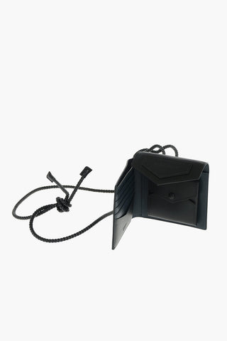 neck-strap leather wallet