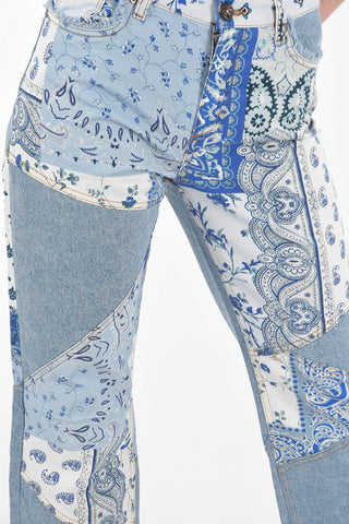 Jeans WIDE LEG Patchwork a Vita Alta