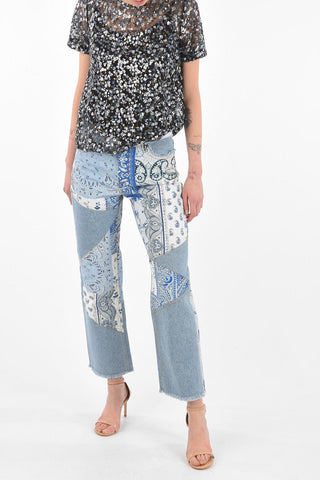 Jeans WIDE LEG Patchwork a Vita Alta