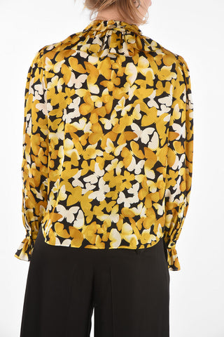 Tie Neck BUTTERFLY Silk Blouse
