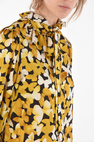 Tie Neck BUTTERFLY Silk Blouse