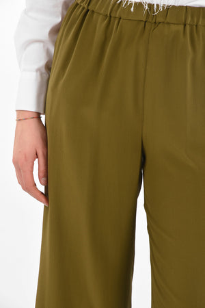 Elastic Waistband Silk Palazzo Pants