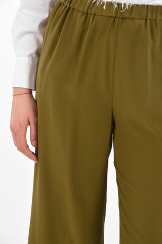 Elastic Waistband Silk Palazzo Pants
