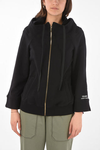 LOVE ME Front Zipped DREAMING Off-Shoulder Hoodie