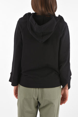 LOVE ME Felpa DREAMING Off-Shoulder con Cappuccio e Zip Frontale