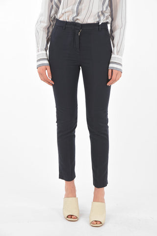 Hidden Fastening Linen Blend Chino Pants