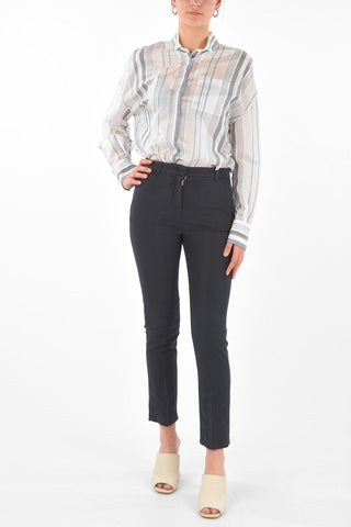 Hidden Fastening Linen Blend Chino Pants