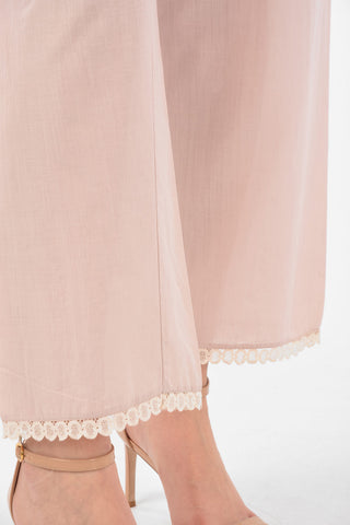 Pantaloni in Cotone con Fondo in Pizzo
