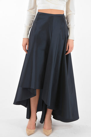 Side Zipped Silk Blend Asymmetric Skirt