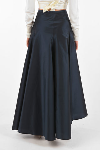 Side Zipped Silk Blend Asymmetric Skirt