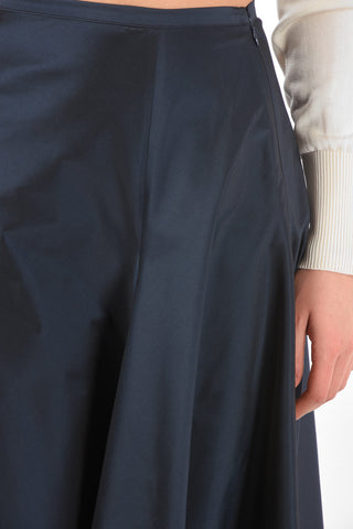 Side Zipped Silk Blend Asymmetric Skirt