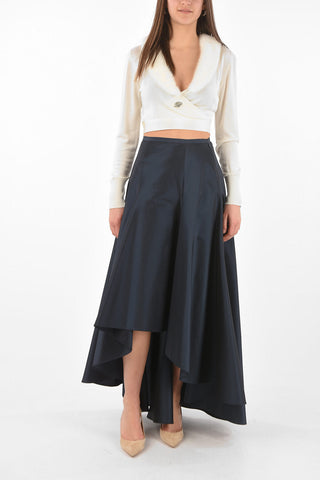 Side Zipped Silk Blend Asymmetric Skirt