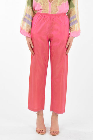 Elastic Waistband Pearl Silk Pants