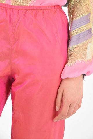 Elastic Waistband Pearl Silk Pants