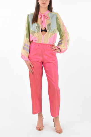 Elastic Waistband Pearl Silk Pants