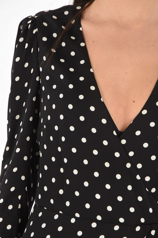 Polka Dot Patterned Wrap Midi Dress