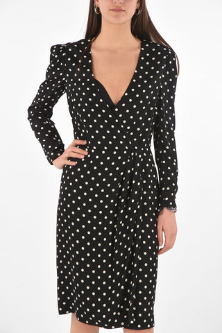 Polka Dot Patterned Wrap Midi Dress