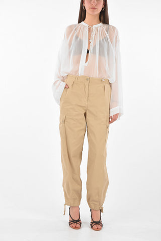 Single-pleated Cotton Cargo Pants