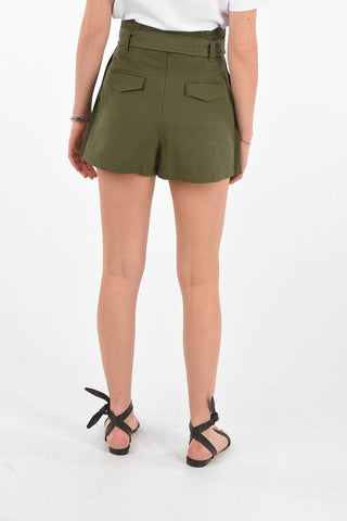 Multipocket Belted Cotton Blend Shorts