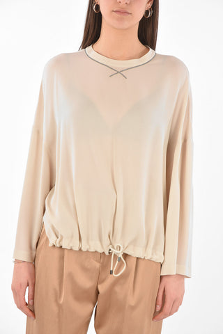 Drawstring Silk Blouse