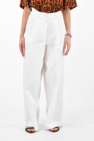 Single-pleated PODIUM Cotton Palazzo Pants