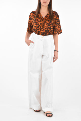 Single-pleated PODIUM Cotton Palazzo Pants