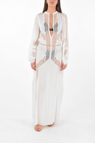 V Neck Lace Insert Viscose Dress