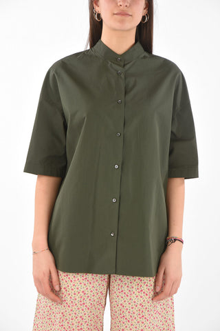 Mandarin Collar Oversized Cotton Shirt