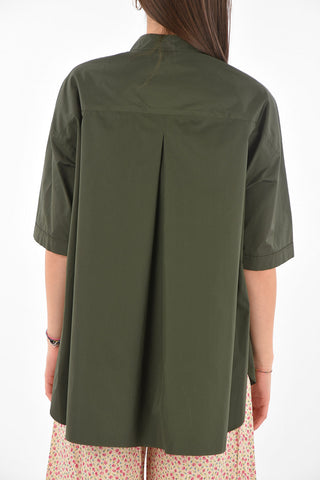 Mandarin Collar Oversized Cotton Shirt