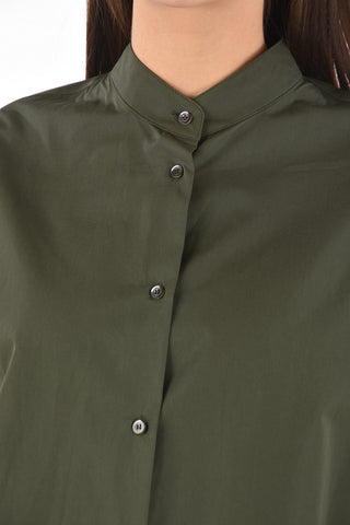 Mandarin Collar Oversized Cotton Shirt