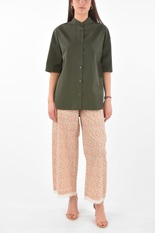 Mandarin Collar Oversized Cotton Shirt