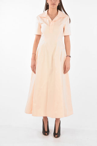 Padded Detail Denim Long Dress