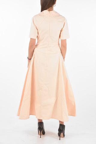 Padded Detail Denim Long Dress