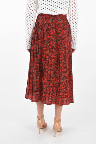 Pleated Silk LE ROUGE Midi Skirt