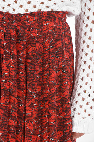 Pleated Silk LE ROUGE Midi Skirt