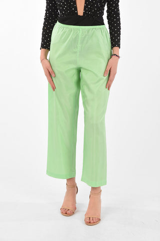 Pantaloni Cropped Gessati in Seta