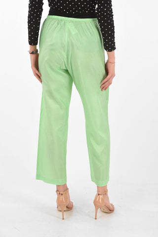 Pantaloni Cropped Gessati in Seta