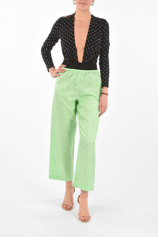 Pantaloni Cropped Gessati in Seta