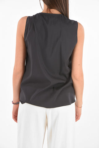 Ostrich Feather Detail Silk Blend Top