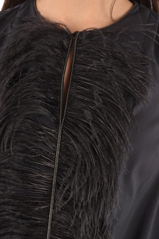 Ostrich Feather Detail Silk Blend Top