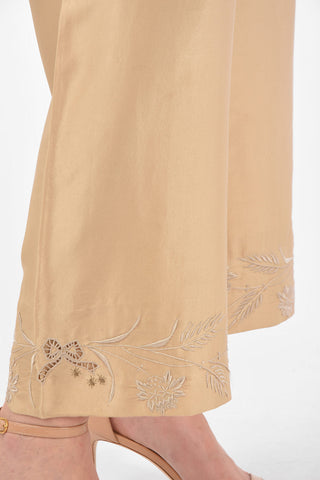 Completo Top e Pantalone in Seta Ricamata con Bottoni