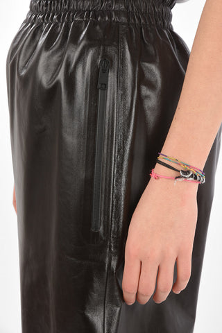 3 Pocket Elastic Waistband Leather Palazzo Pants